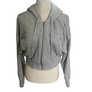 JoyLab Women's Long Sleeve Full Zip Gray Hooded Crop Jacket Size M